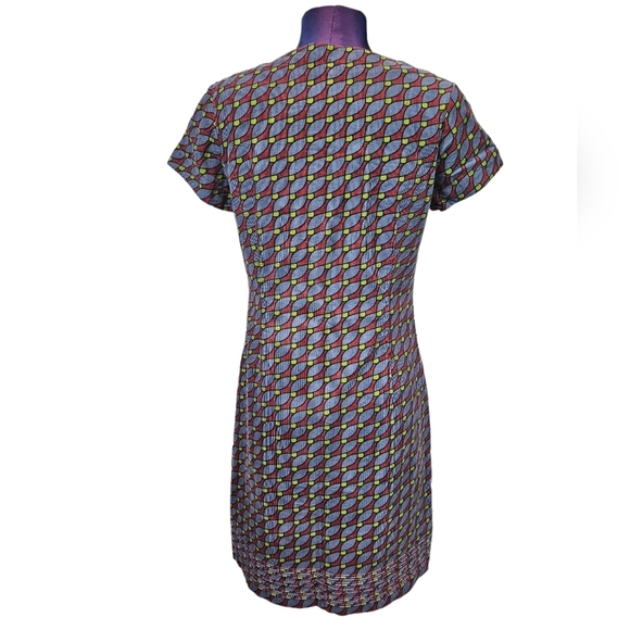 Boden Rust & Blue Geometric Corduroy Short Sleeve Sheath Dress Size 6 Women F46 - Picture 6 of 11